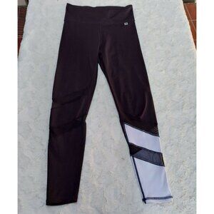 PL Womens High Waist Yoga Slim Leggings Pants Small Mesh Detail Black Active